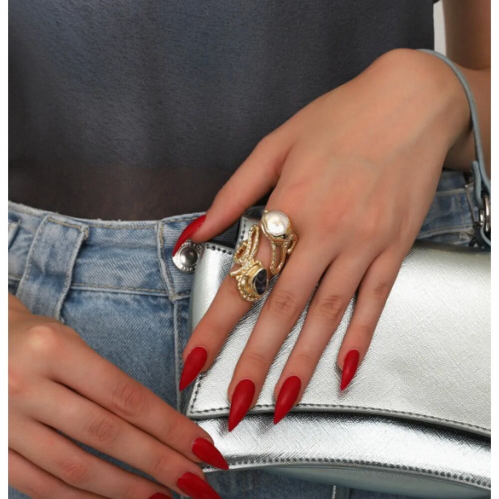 Gold Plated Stone Ring Adjustable ! NWT - Picture 2 of 2